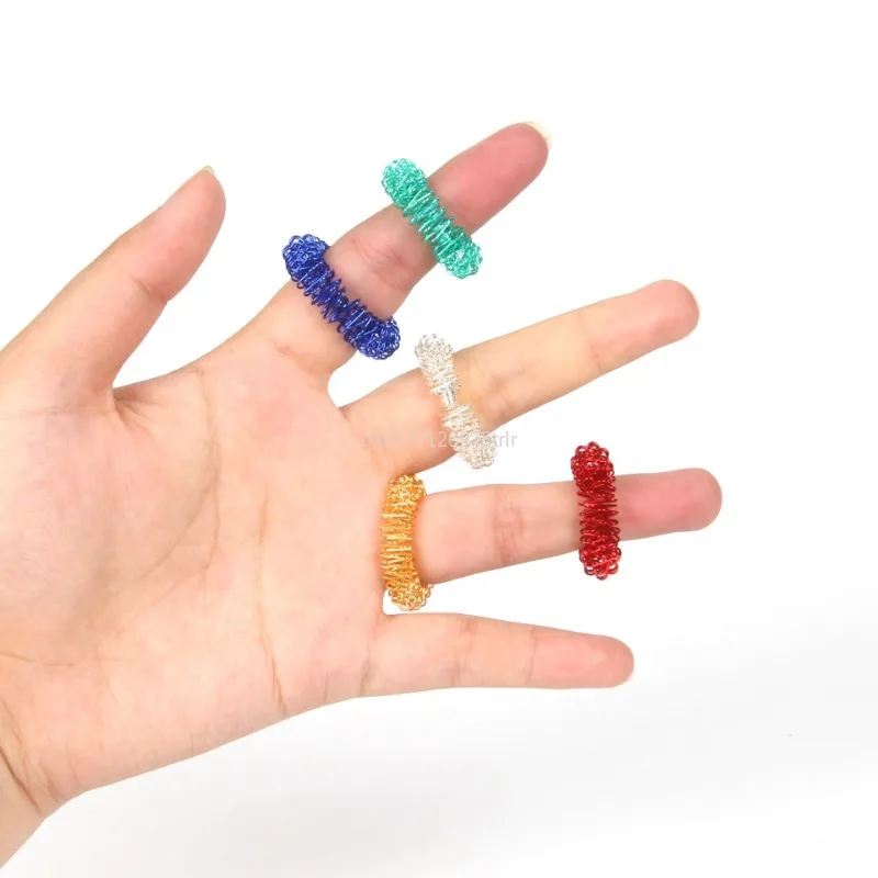 1pc New Acupressure Rings Spiky Sensory Finger Rings Set for Teens Adults Stress Reducer Massager Stress Relief Fidget Toys