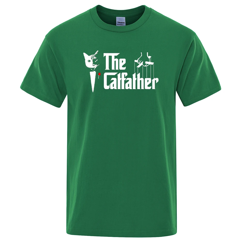 T-shirt manches courtes col ras du cou pour homme, vêtement de marque, surdimensionné, décontracté, à la mode, avec impression de chat Catfather_voghion.com