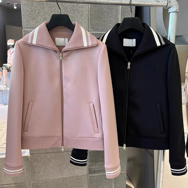 

Autumn 23 New Korean Golf Women's Polo Style Coat Zipper Solid Warm Winter Casual Sports Jacket2023