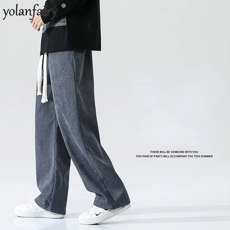 

2022 New Spring Autumn Corduroy Pants Men's Loose Straight Leg Pants Male Sport Trousers Fashion Casual Pants Men's Clothing FCY