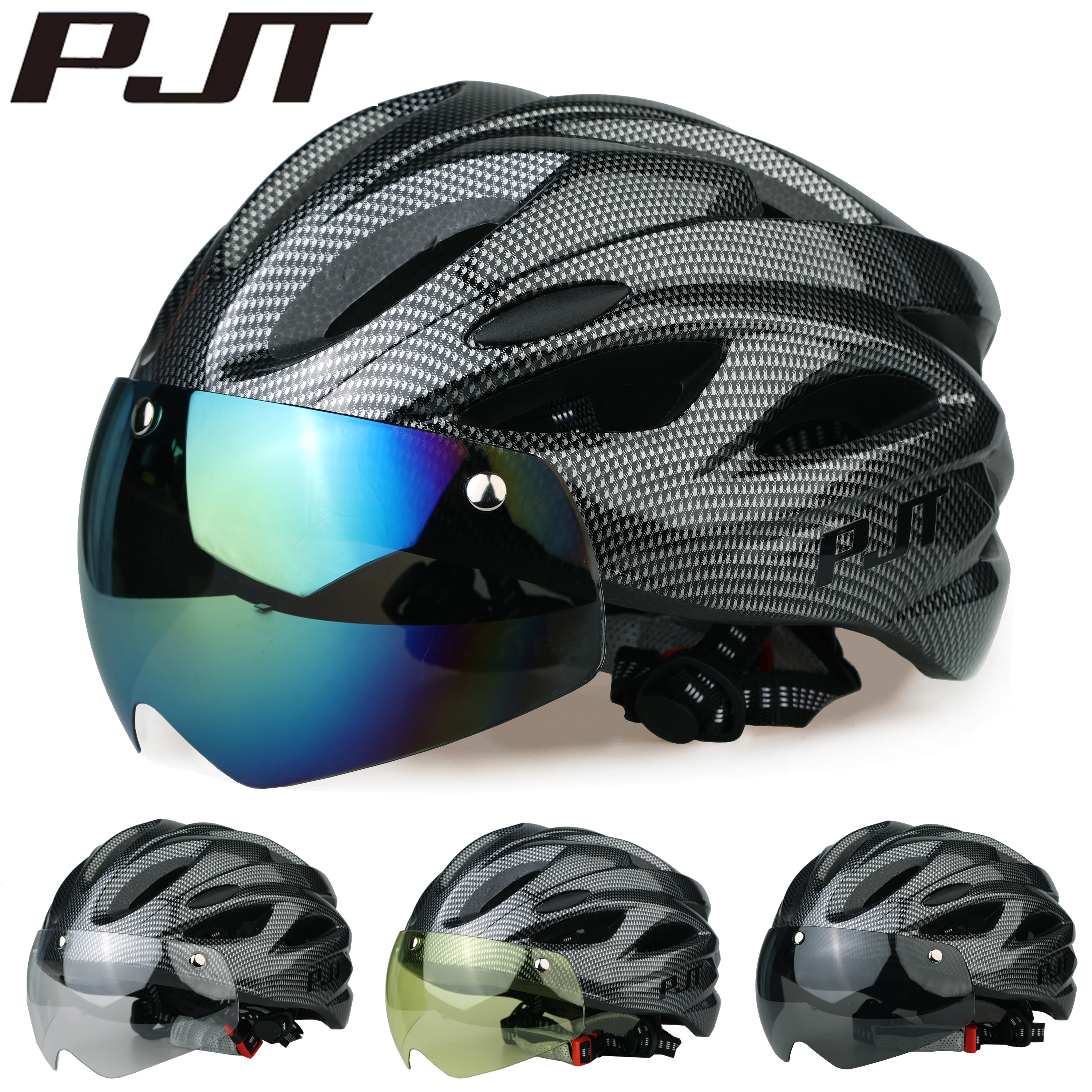 Capacete de ciclismo leve e respirável PJT com lentes de óculos de atração magnética, modelo Free Switching, para adultos.