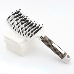 Kids' Detangler Hair Brush with Gentle Nylon Bristles and Scalp Massager (White)