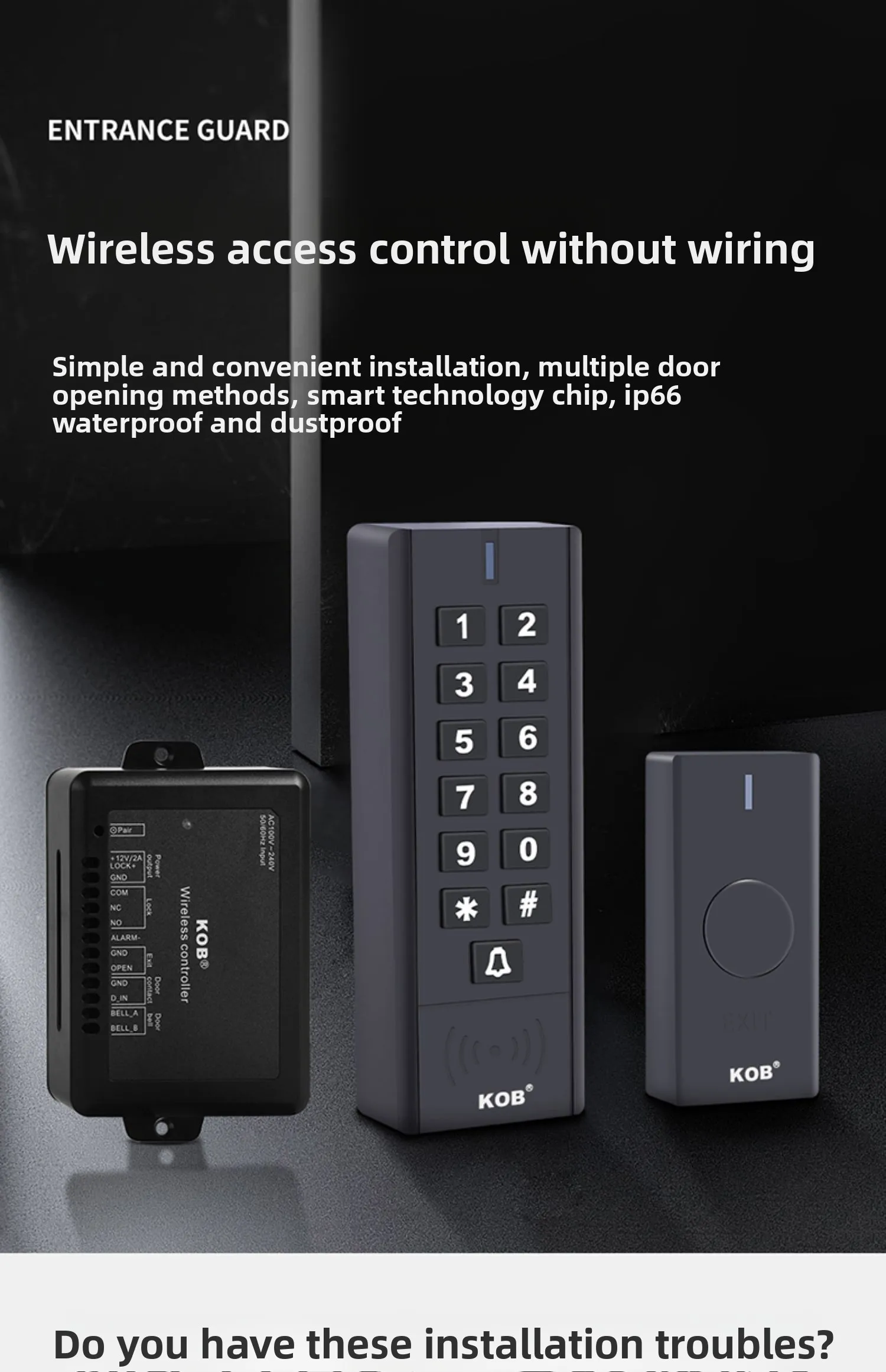 wireless access control system, wire-free card and password integrated machine,