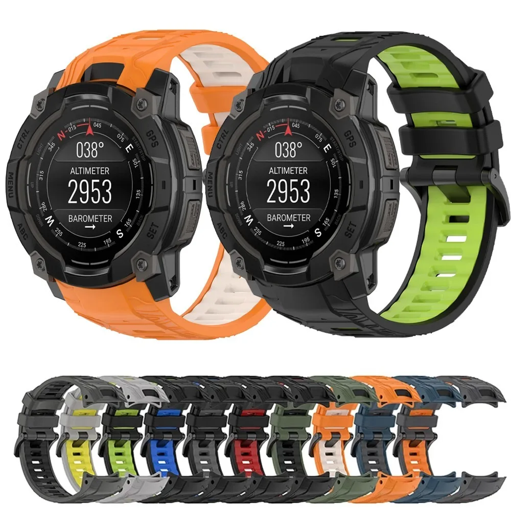 Two-Tone Soft Silicone Sports Strap – Comfortable Band for Garmin Instinct