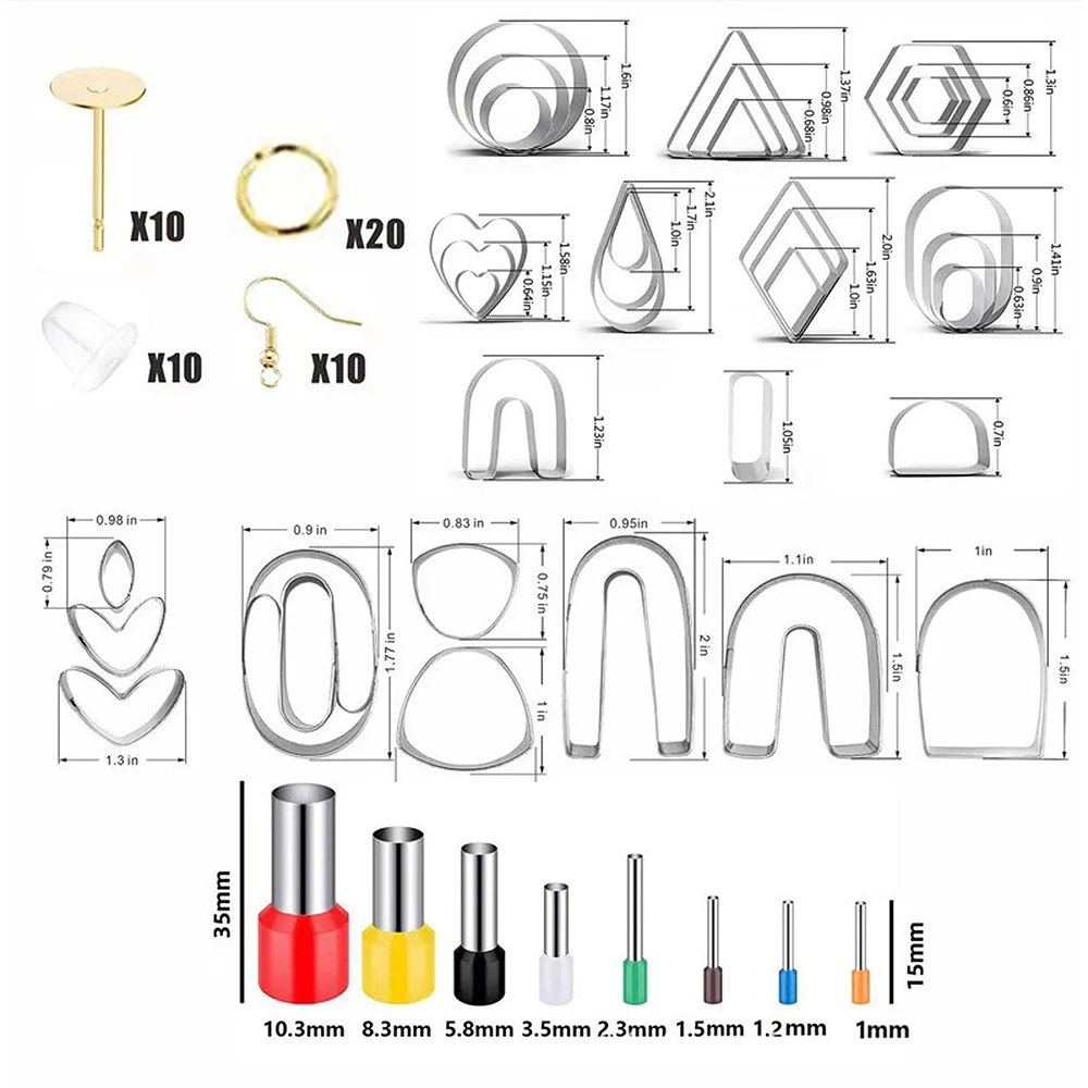 【New】126pcs Clay Tools Set 36 Shapes Stainless Steel Clay Molds & 40 Circle Shape Cutters Suitable for Jewelry Making Handcraft