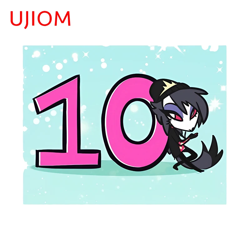 Ujiom 13Cm X 10.1Cm Anime Helluva Boss Number Bilitzo Wall Stickers Laptop Impermeabile Baby Nursery Room Decal Decoration