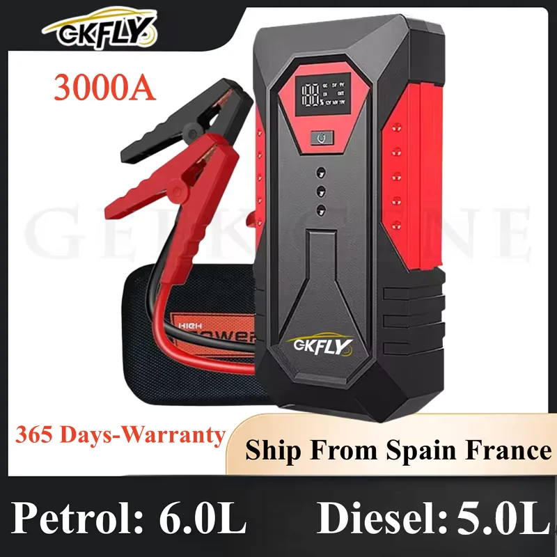 GKFLY 2000A 3000A 4000A démarreur de saut de voiture grande batterie externe Booster de batterie de voiture 12V dispositif de démarrage de voiture pour essence 6.0L Diesel 5.0L