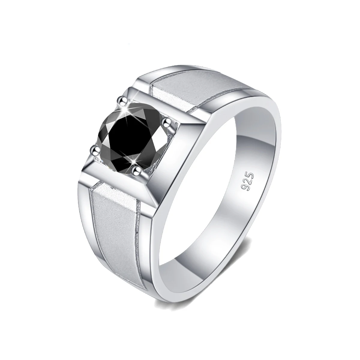 Anillo De Compromiso De Plata Y Zafiro Para Hombre
