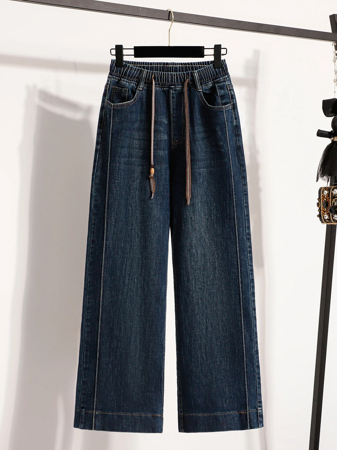 Slimming Wide Leg Denim Jeans Women's Casual Sle Cotton Stretch Denim Spring Autumn ular Straight Tube Pants plus Size