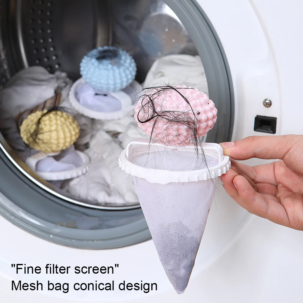Description Picture 3 of item3pcs/set Washing Machine Hair Filter,Laundry Floating Lint Hair Catchers Ball,Reusable Mesh Dirty Collection Pouch Cleaning Tool