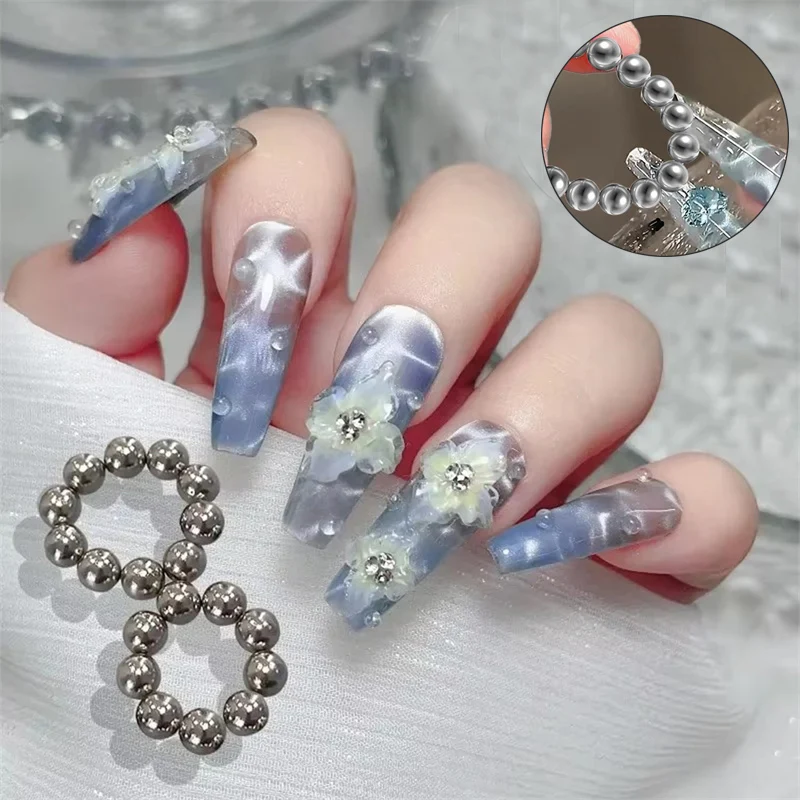 20Pcs Nail Magnet Beads Water Ripple Pattern Designs Ball Cat Eye Magnet Nail Art Cat Eye For Nails Gel Magnetic Tools