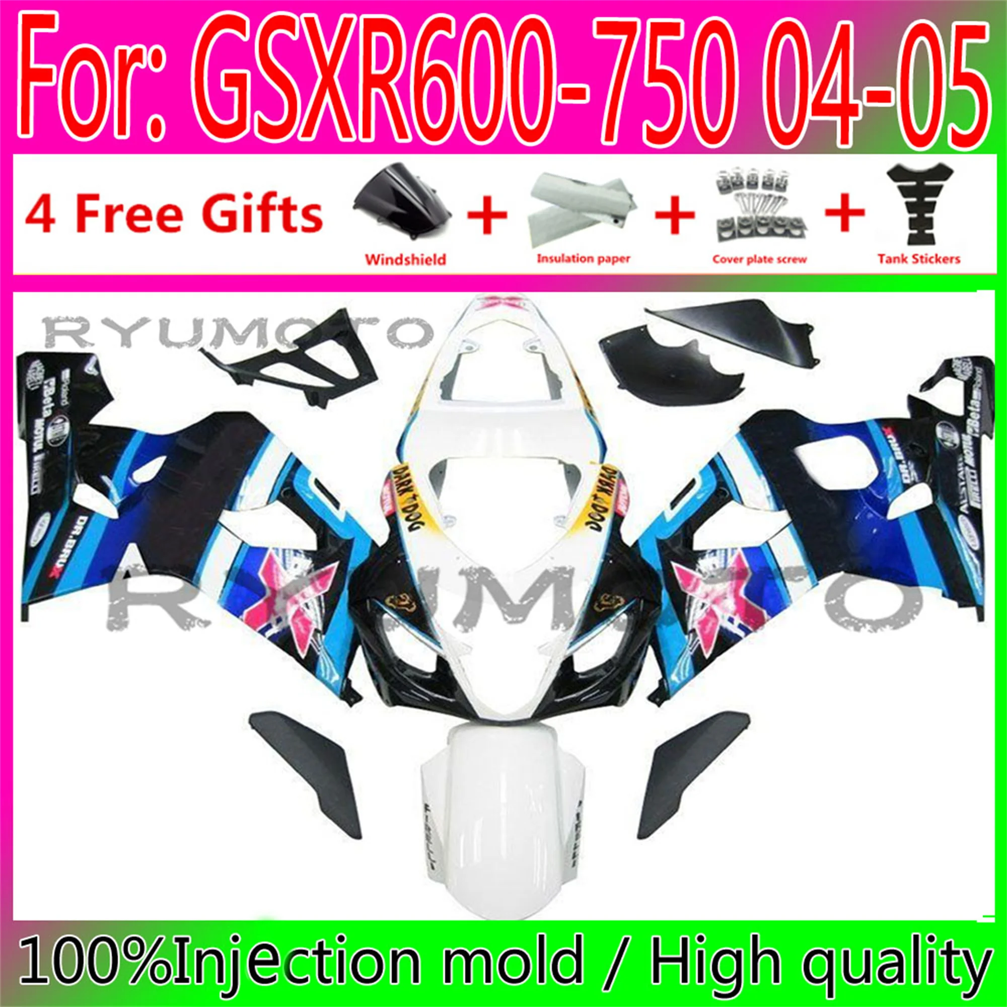 

New ABS Motorcycle Injection Mold Fairing For Suzuki GSXR600 GSXR750 GSXR 600 750 K4 2004 2005 04 05 Fairings