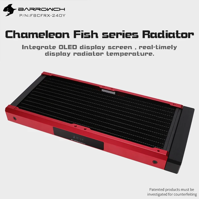 Barrowch-radiador Modular Chameleon Fish com Display Oled Pom Módulo de Entrada Acrílico Ventilador de 12cm 120 mm 240 mm 360 mm 480 mm - Imagem 4