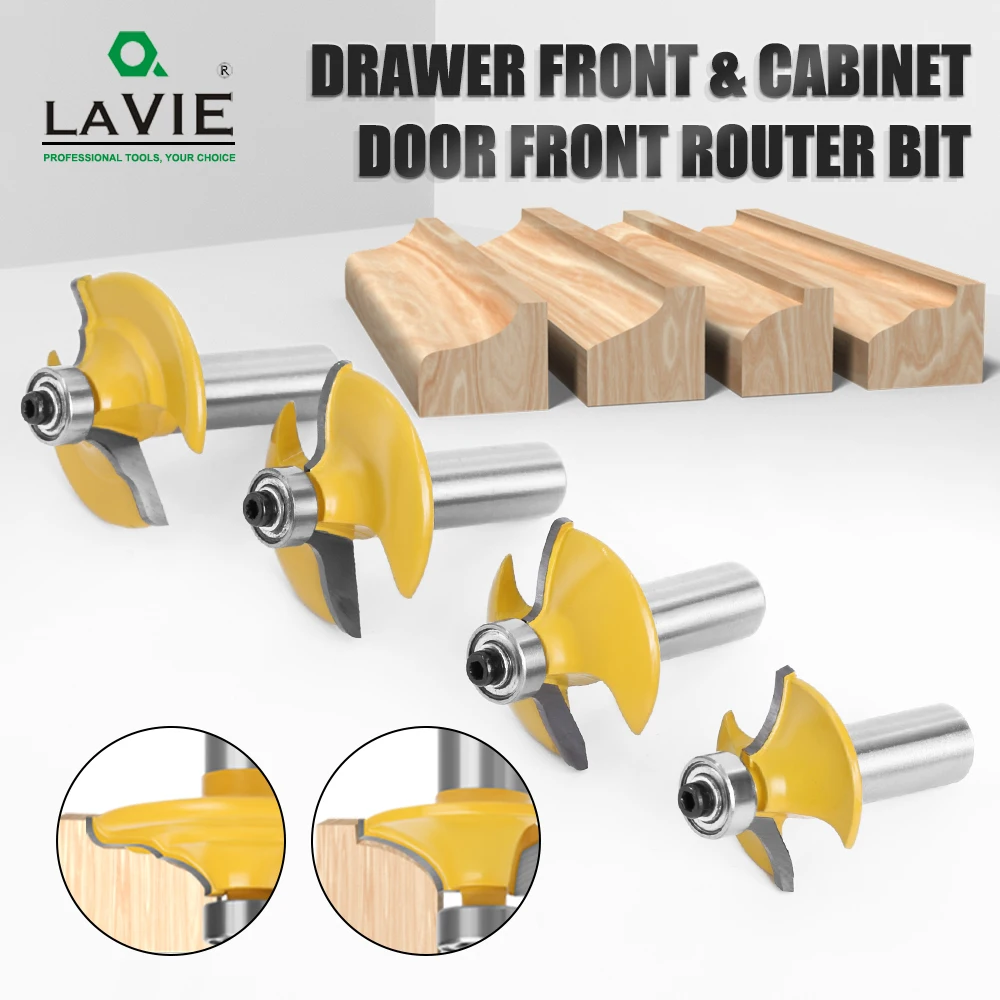 LAVIE 1 Stück 1/2" 12,7 mm Schaft Fräser Holzschnitzerei Schubladenfrontfräser Rundfräser mit Kantenprofilierung Fräser-Set mit Schutzkappe