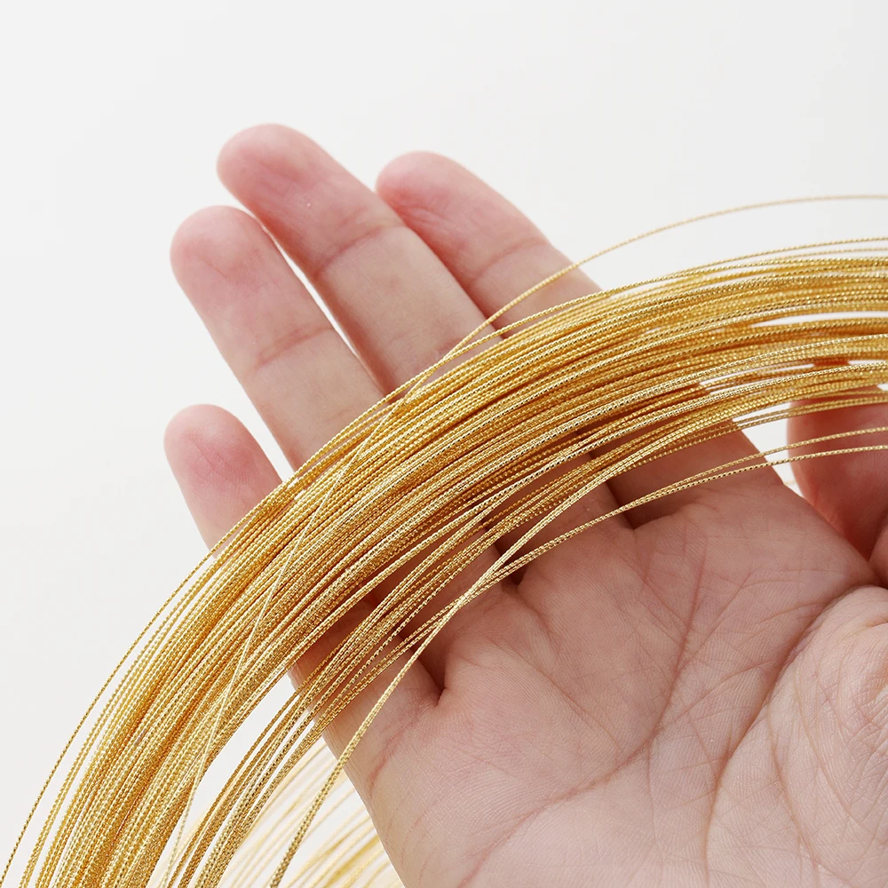 2M 14K/18K Gold Color Plated Brass 0.5 0.7 0.8 1.2mm Copper Wire Embossing for Jewelry Making Handmade DIY Jewellery Material
