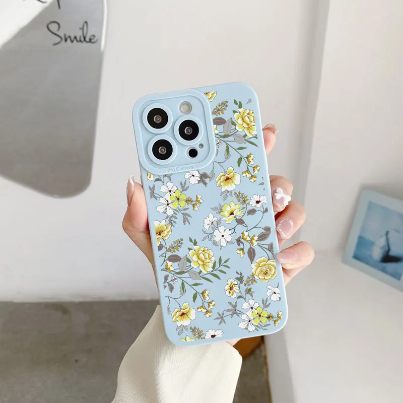 thumbnail image 1 of Retro Spring Bloom Flowers Phone Case For iPhone 11 7 8 Plus SE 2020 14Plus 12 13 Pro Max X XR XS Soft Silicone Back Cover Funda, 1 of 5