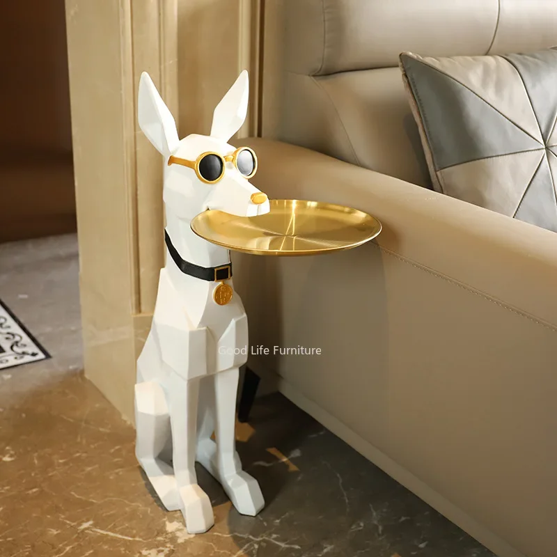 

Home Welcome Large Floor Decoration Wear Glasses Doberman Dog Decorated Living Room Floor Decoration Home Accessories