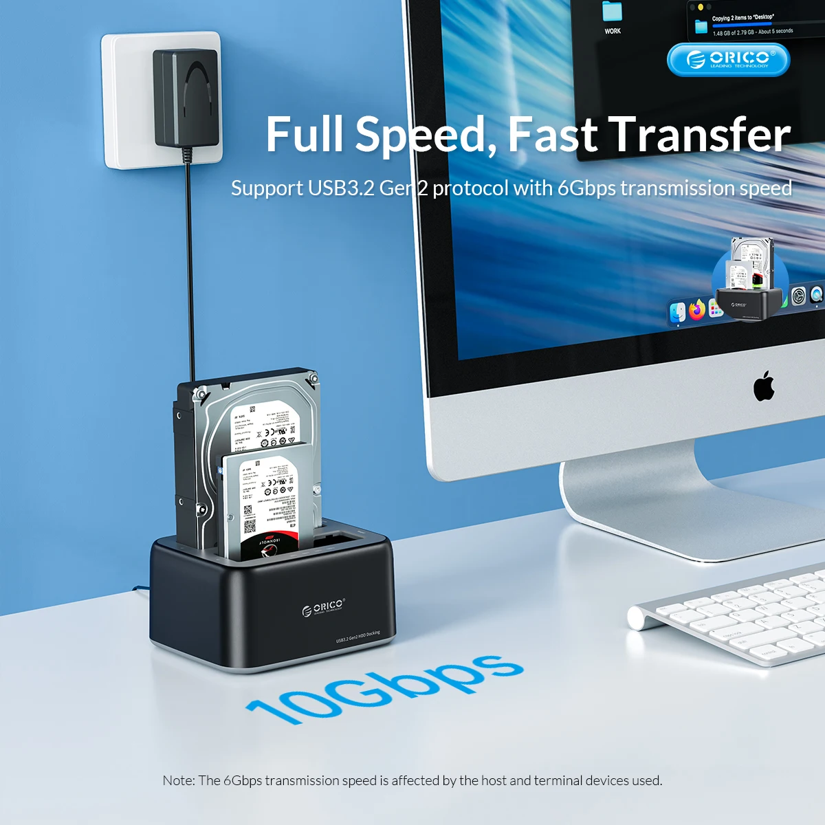 ORICO-HDD 인클로저 3.5 인치 SATA to 타입-C 10Gbps 하드 드라이브 도킹 스테이션, UASP 12V3A HDD/ssd용 전원 어댑터 지원