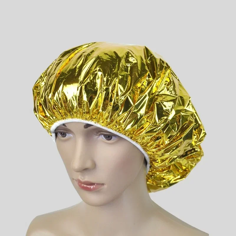 Waterproof Heat Insulation Aluminum Foil Hat Disposable Spa Hair Salon Shower Cap Bath Hood Shower Baking Oil Hair Cap 2