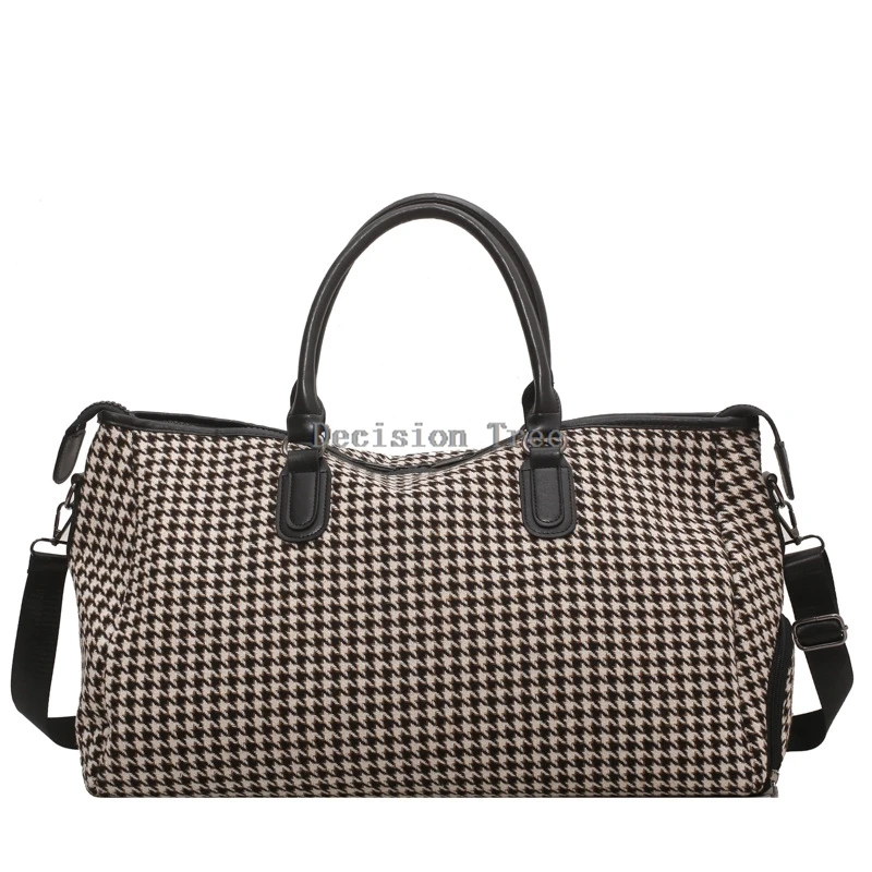 2025 retro travel handbag plaid pattern fitness yoga bag portable duffel bag storage large capacity multi-functional bag a001 5