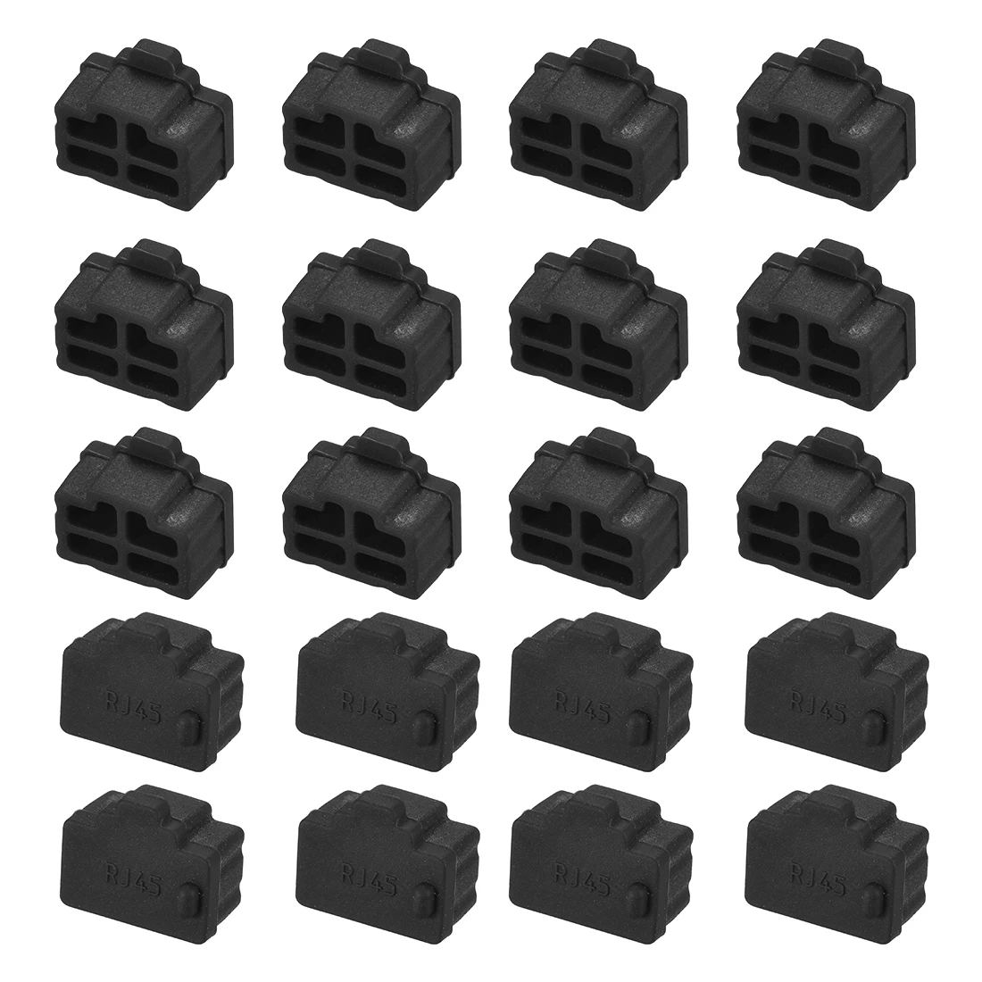 Uxcell 실리콘 프로텍터 이더넷 허브 포트 방진 캡 커버, 블랙 RJ45 암 잭 먼지 플러그, RJ45, 12x8.3mm, 20 개