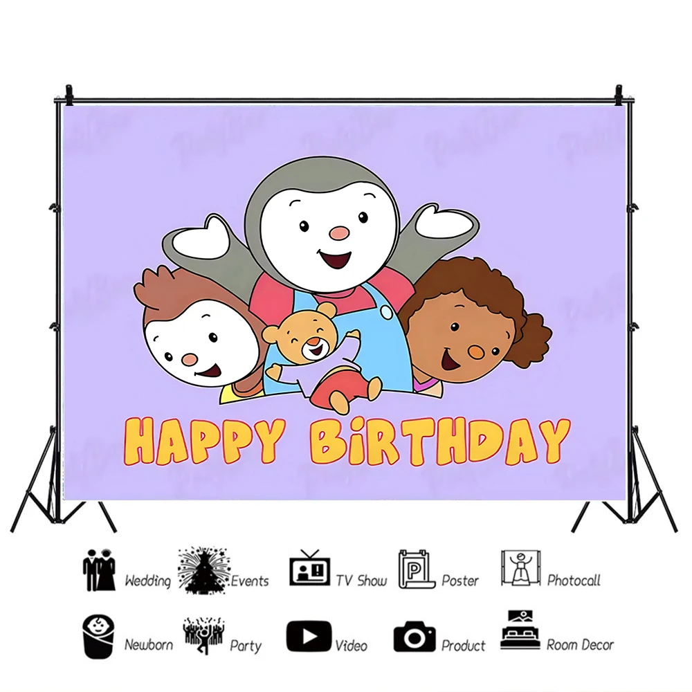 Birthday Backdrop Party Backdrop Curtain Party Decoration Photo Booth Props Photography Props Party Supplies Cartoon Tchoupi Penguin Background Party Decoration Banner
