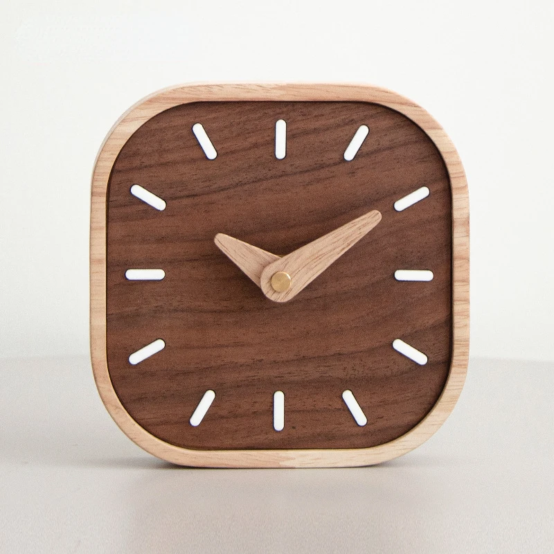 

Black Walnut Minimalist Desk Clock Bedside Mute Desk Clock Mini Small Clock Nordic Creative Decorative Clock