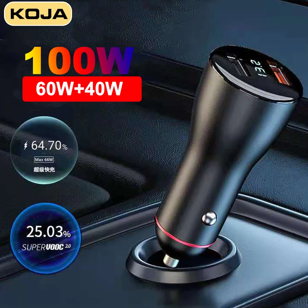 

Автомобильное зарядное устройство с 2 Usb-портами и кабелем 6 А, 100 Вт