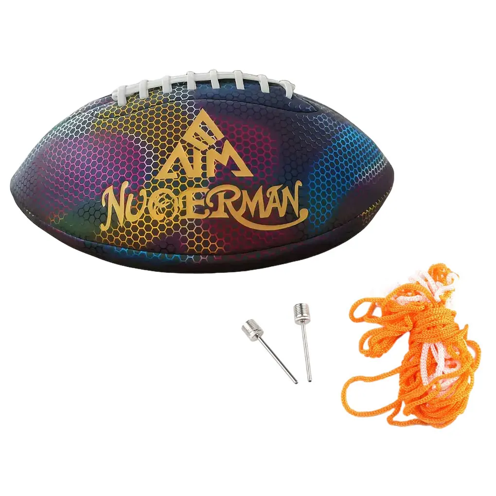 

American Football Soccer Rugby Association Football No.9 Footy Ball Special Reflective Rugby Ball for Youth Adult