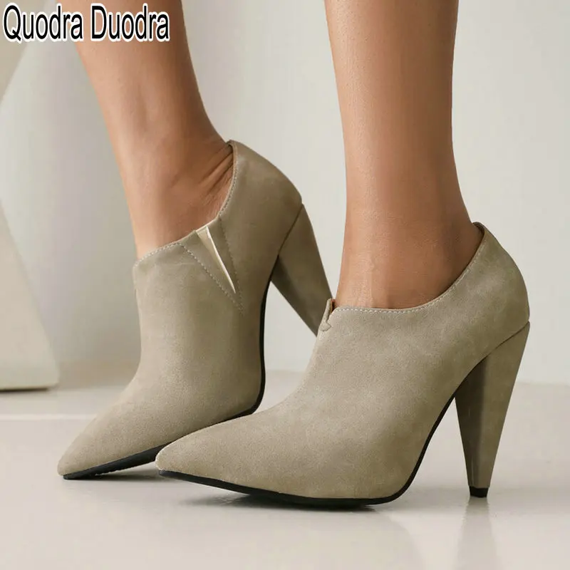 

Women Shoes Pumps Pointed Toe Sexy Fashion New Lady Thin High Heels Party Big Size 43 37 Slip-On Stiletto Career Flock Spring