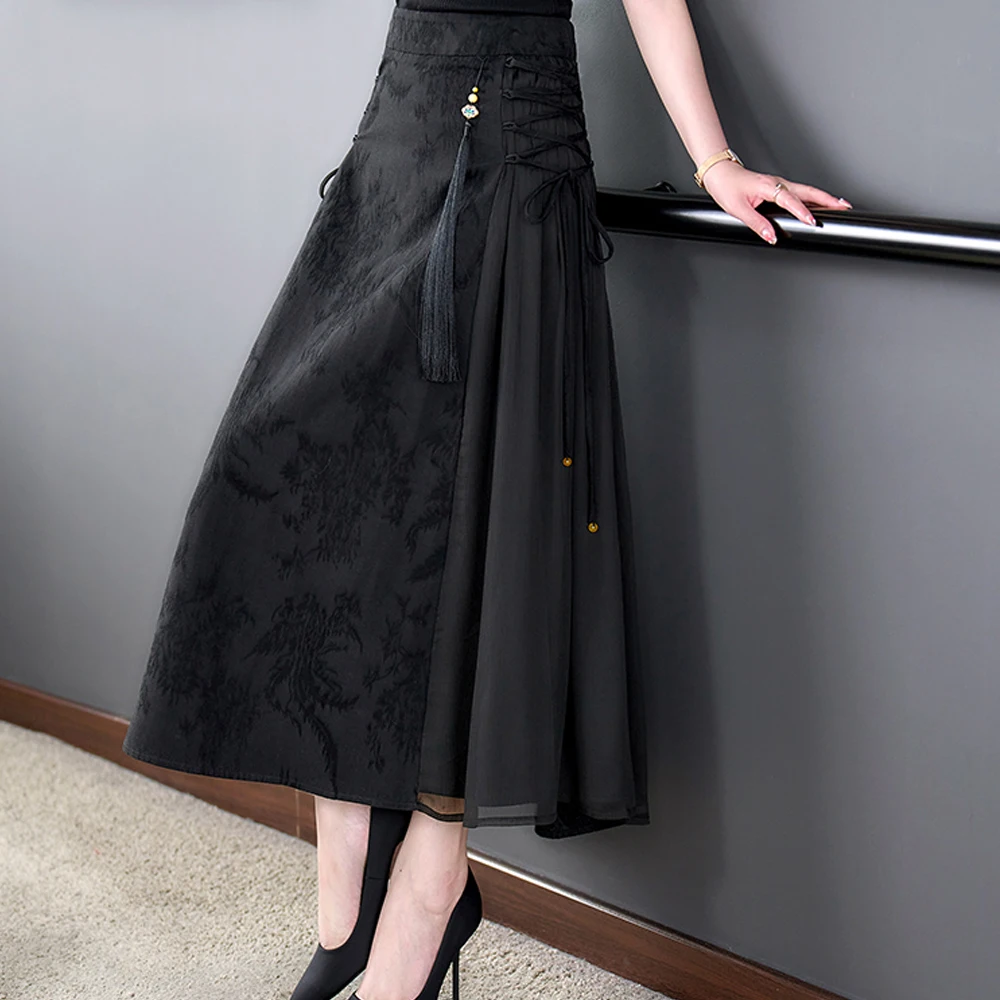 

New Chinese Style Original Hanfu Skirts Women's Spring And Summer Vintage Embroidery Comfortable Cotton Linen Long Skirts