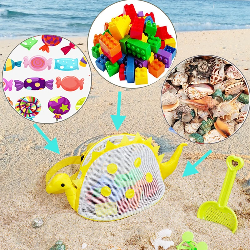 Dinosaur Beach Shell Bag Kids Beach Toys Playing Water Sand Crab Mesh Storage Shell Collecting Bag Beach Party Toys Accessories 3