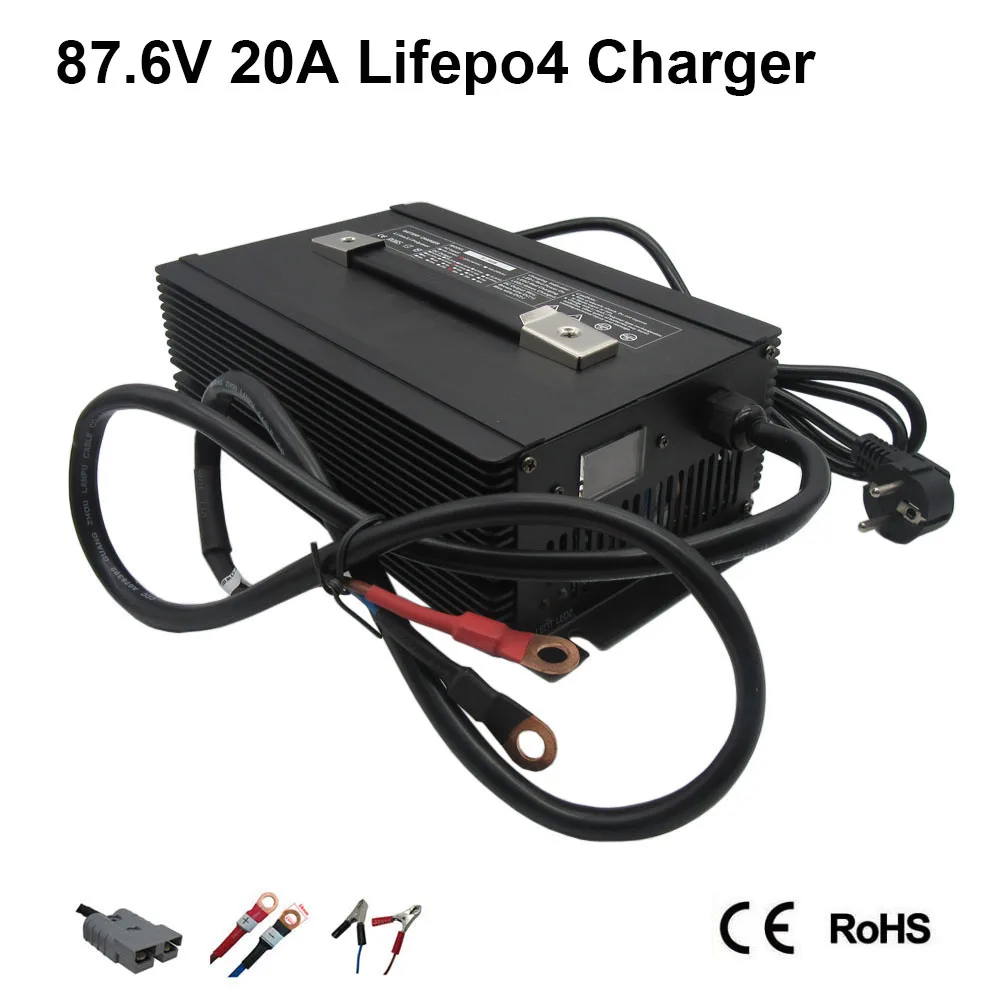 

2000W 72V 20A LiFePO4 Charger 87.6V 10A 12A 15A For 72 Volt 24S LFP Ebike Golf Cart Folklift Touring Car Iron Phosphate Battery