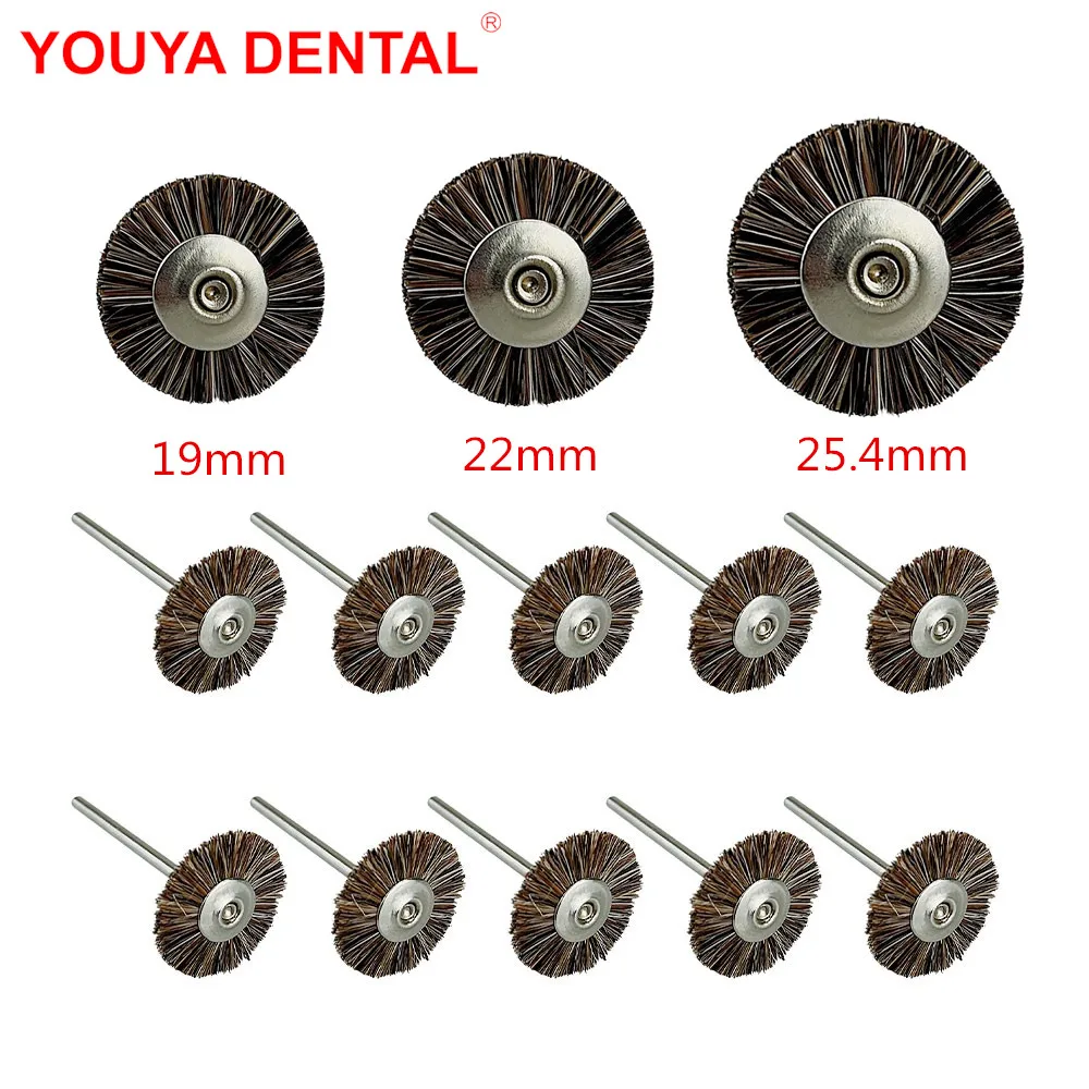 

10Pc/bag 2.35mm Dental Lab Polishing Brush Wheel Soft Horse Hair Browny Polishers Dentistry Rotary Tools Low Speed HP Shank Buff