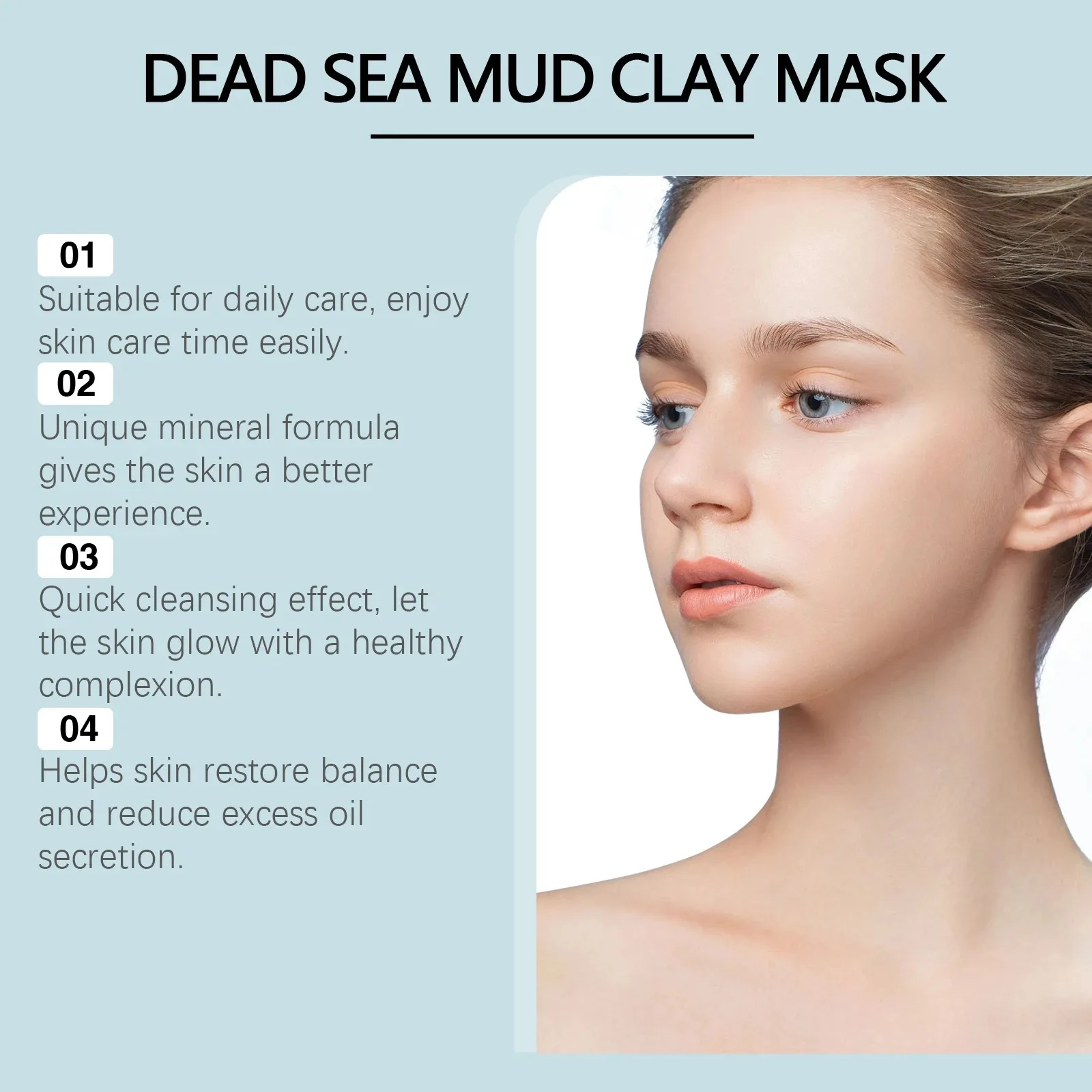 Description Picture 5 of itemMud Face Mask Deep Cleaning Moisturizing Shrinks Pores Acne Treatment Mask Removes Blackheads Control Clay Facial Skin Care
