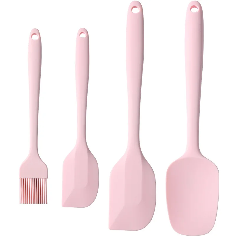 Non-stick Pink Silicone Spatula Round Handle Cake Scraper Cream Butter Pastry Tools High Temperature Things for Kitchens
