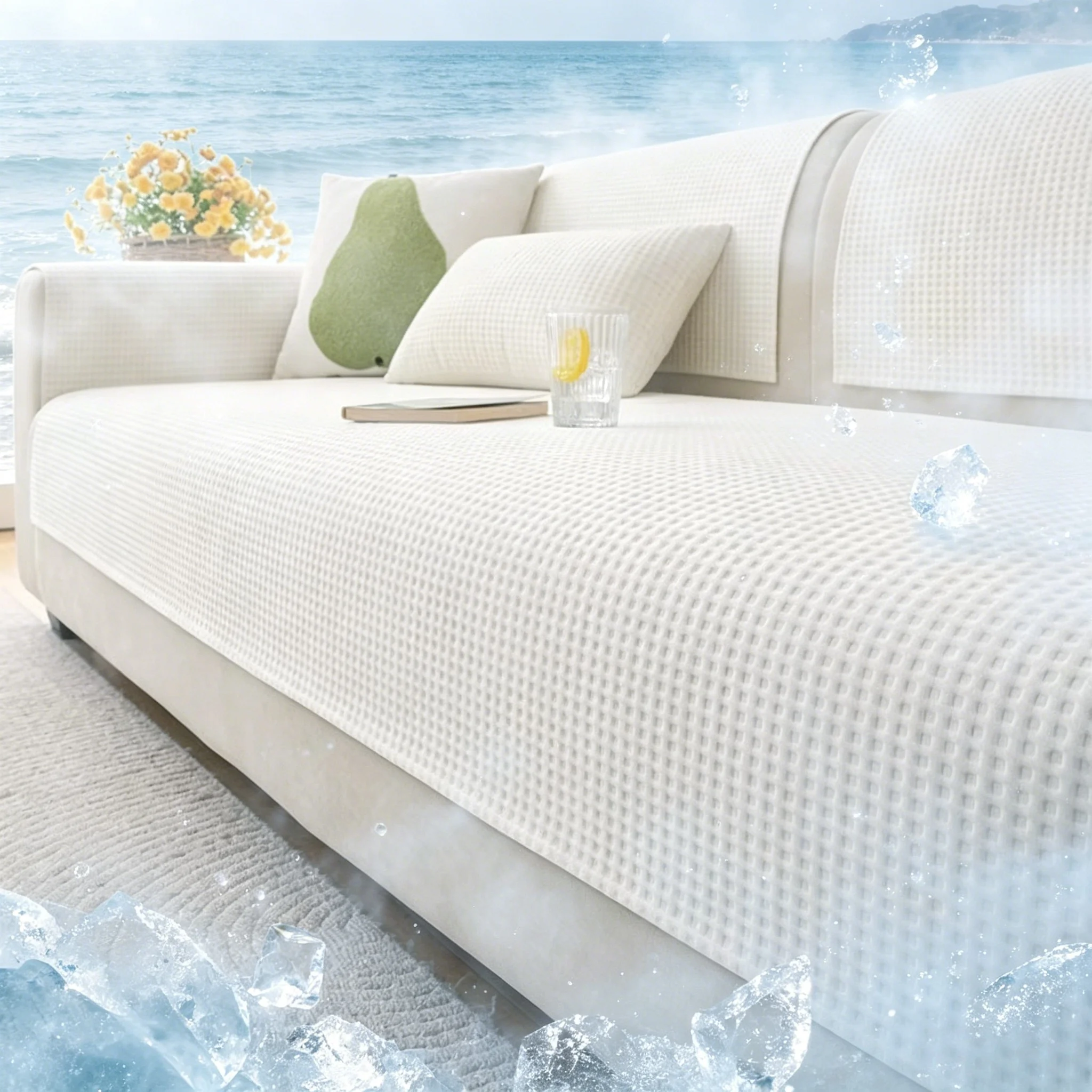 Summer Cooling Mat Machine Washable Cool Feeling Anti-Slip Sofa Cove Minimalist Sofa Towel Slipcover