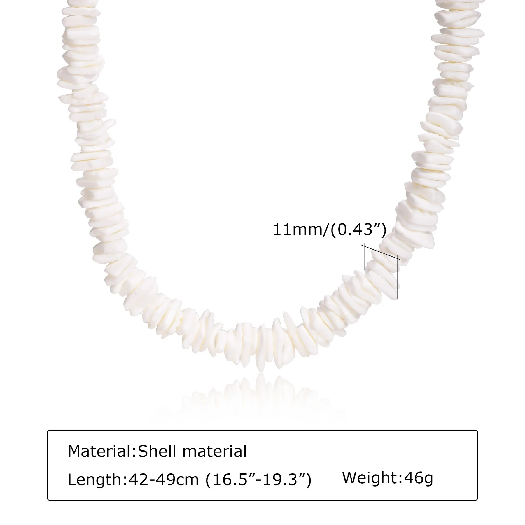 Vnox Irregular Shell Necklaces for Women Men Bohemia Ethinic Natural Square Shell Beaded Chain Necklace Summer