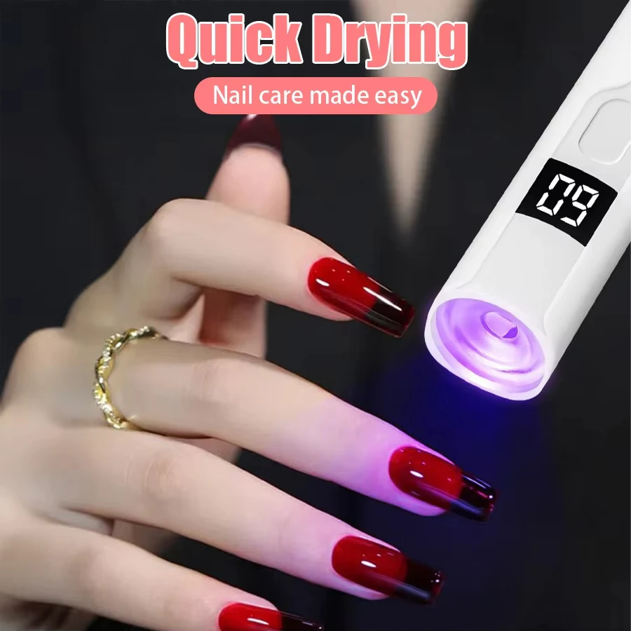 충전식 미니 UV LED 네일 램프, 스마트 디스플레이 탑재, 휴대용 빠른 건조 네일 드라이어 스탠드, 매니큐어용, 탈부착 가능한 데스크 UV 라이트