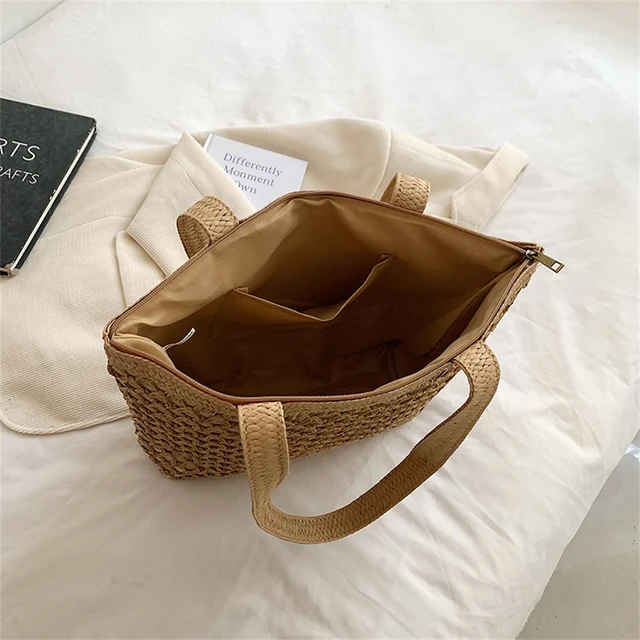 Fashion Women Shoulder Bag Woven Straw Bag Designer Handbag Large Capacity  Tote Beach Purse School Bag For Graduate, Teen Girls, Freshman, Sophomore