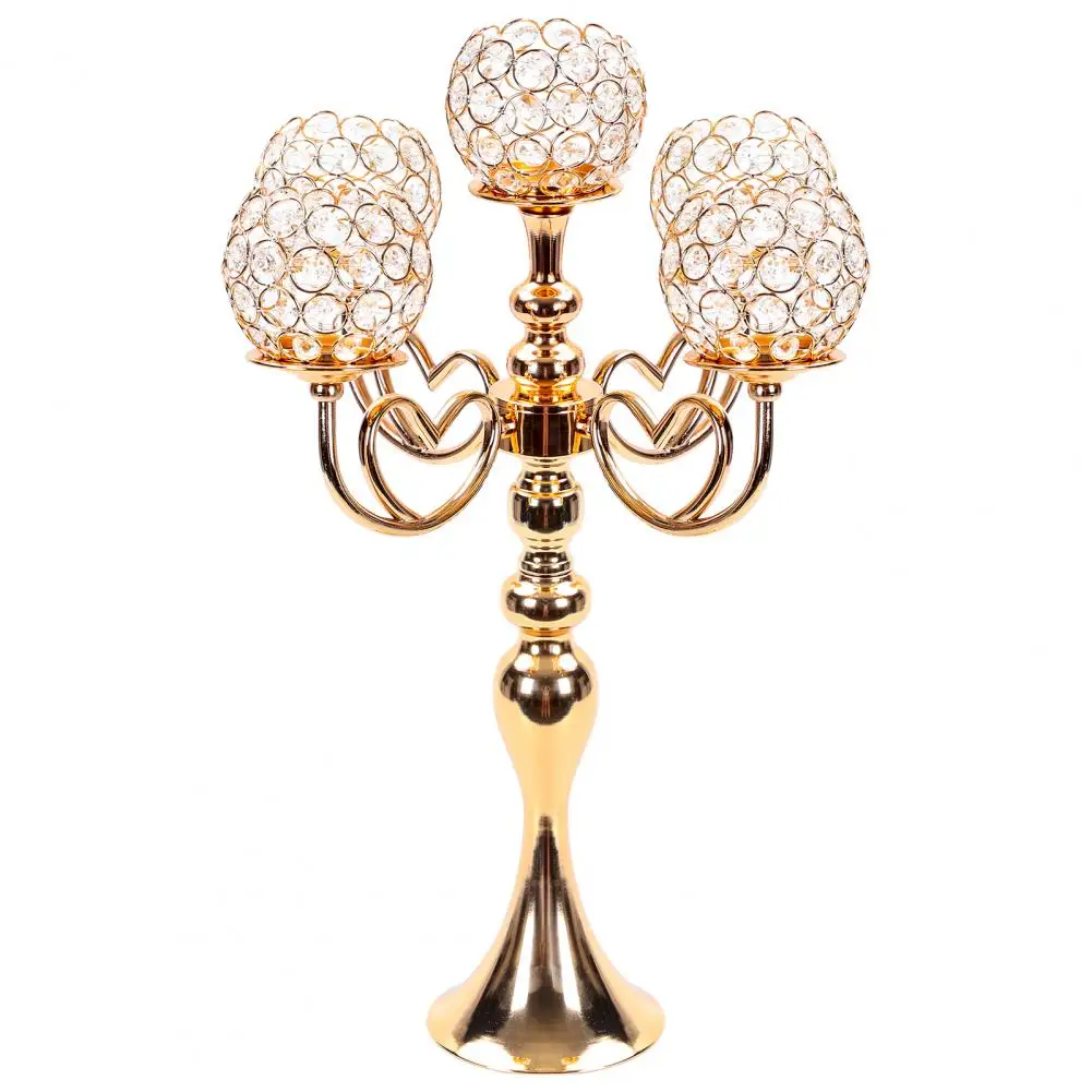 Gold-Tone Five-Arm Faux-Crystal Candle Holder