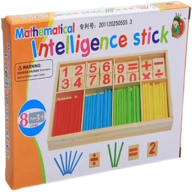 Children's math teaching aids, counting sticks, arithmetic learning box, wooden educational toys, Montessori education 5