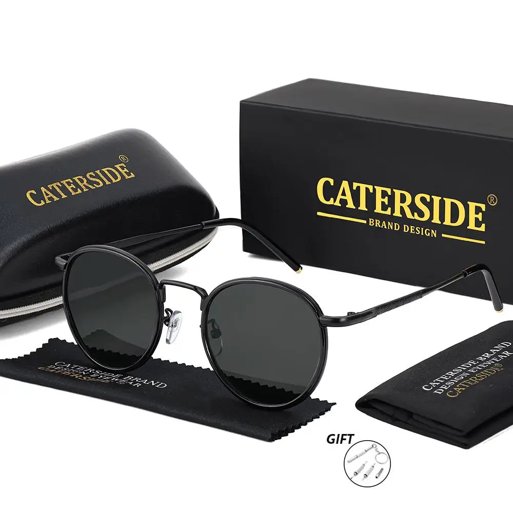 CATERSIDE Neue optische Sonnenbrille für Herren, Retro-Stil, kleiner runder Rahmen, Korrektionsbrille für Damen, UV-beständige Myopie-Brille für den Außenbereich – Detail 5