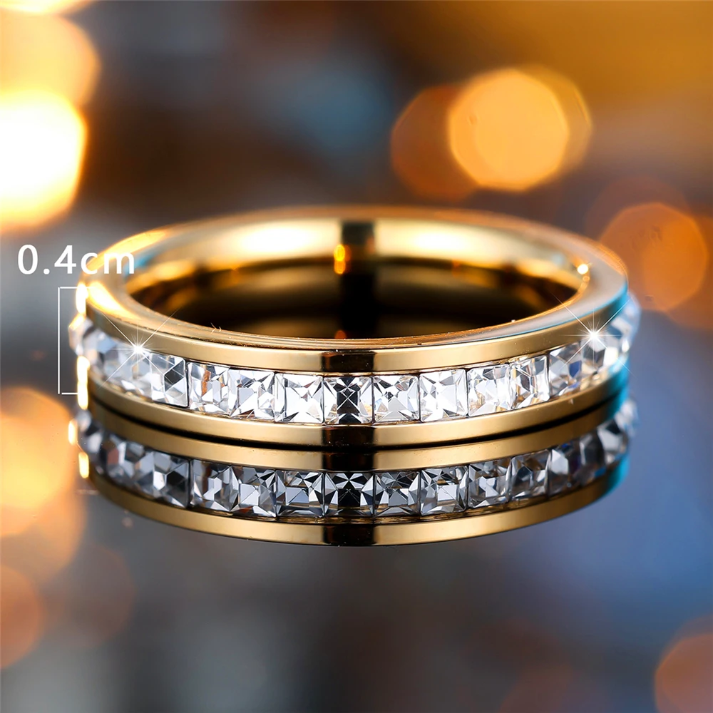 Luxury Female Crystal Zircon Stone Engagement Ring Vintage Silver Color Wedding Jewelry For Women