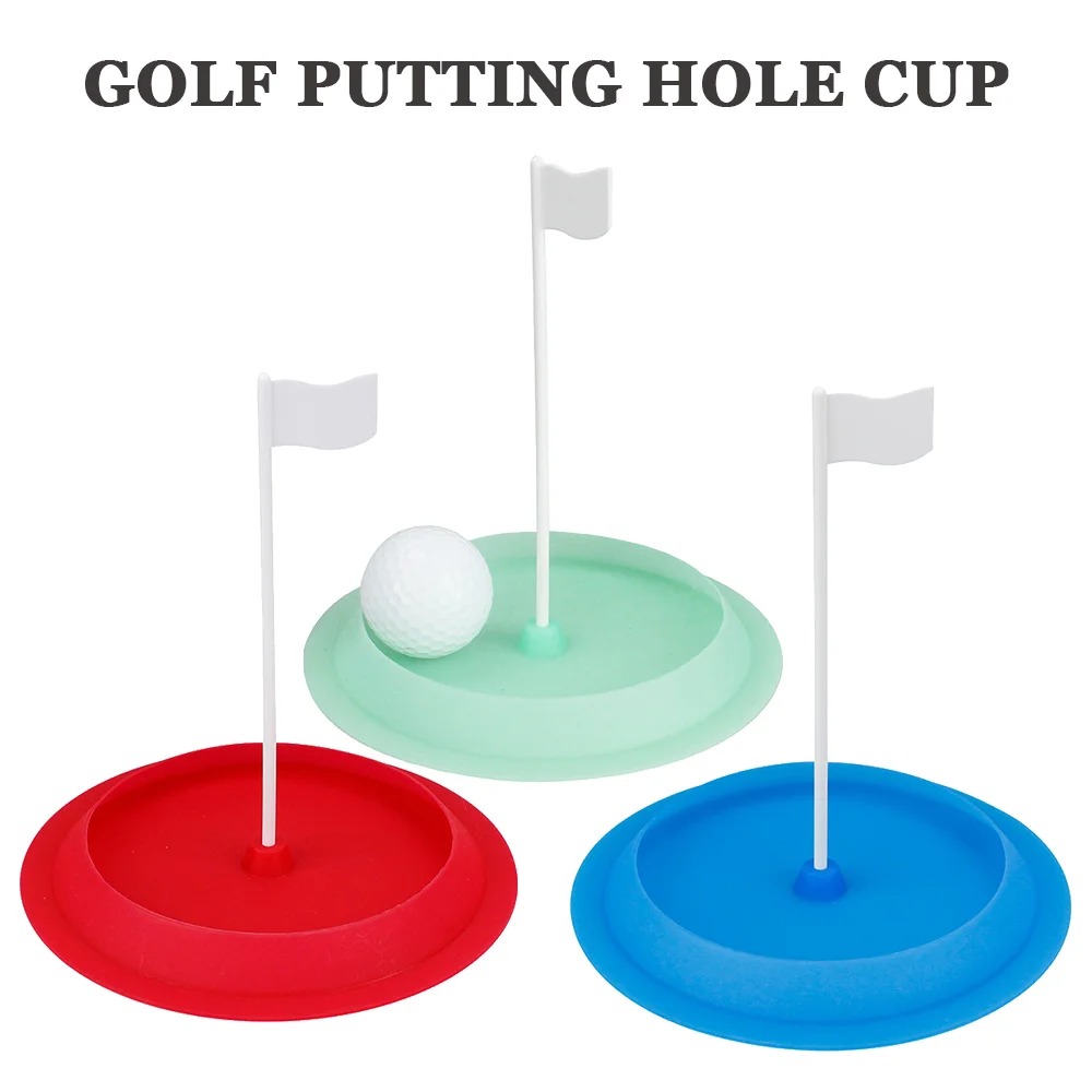 Description Picture 2 of itemGolf Practice Hole Putting Cup All Direction Soft Rubber with White Target Flag Golf Hole Cup Blue Green and red Training Aids
