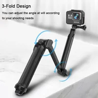 3-Fold Waterproof Selfie Stick 3 Way Stand Monopod Mini Tripod For GoPro 12 11 10 9 8 7  Insta360 Osmo Action Camera Accessories 2