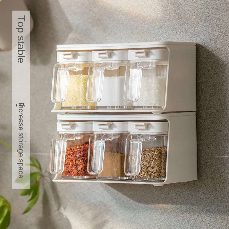

Seasoning Storage Box Combination Wall-mounted Kitchen Set Seasoning Tank Household Supplies Spice Bottle Condiment Container