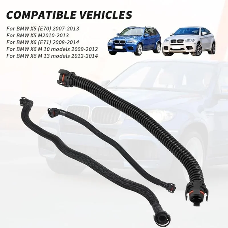 3PCS BMW X5 M E70 X6 M E71 용 새 엔진 크랭크케이스 브리더 호스, 벤트 배기 파이프 CYL 1-4 1157589989 11157595188 11157589992