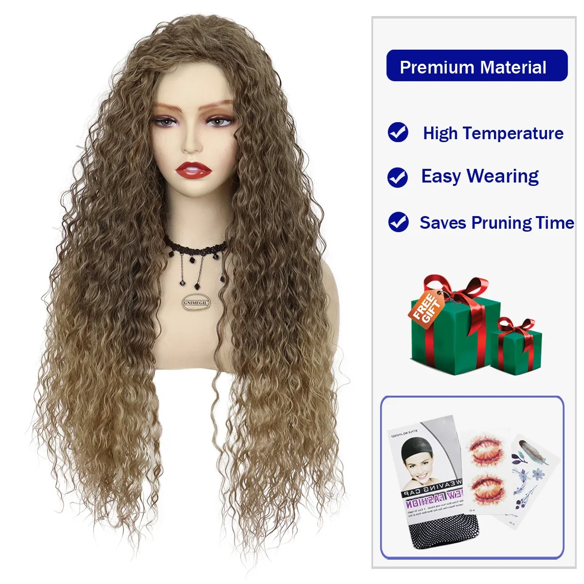 Synthetic Ombre Blonde Wigs for Women 28", synthetic wig