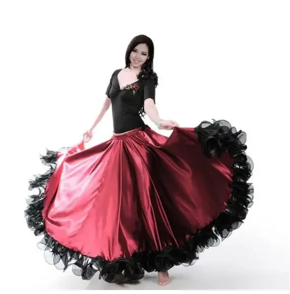 

1 piece 360 degree The Opening Dance Modern Dance Full-skirted Dress Spain Bullfighting Dance Skirt Long Sleeve Costumes